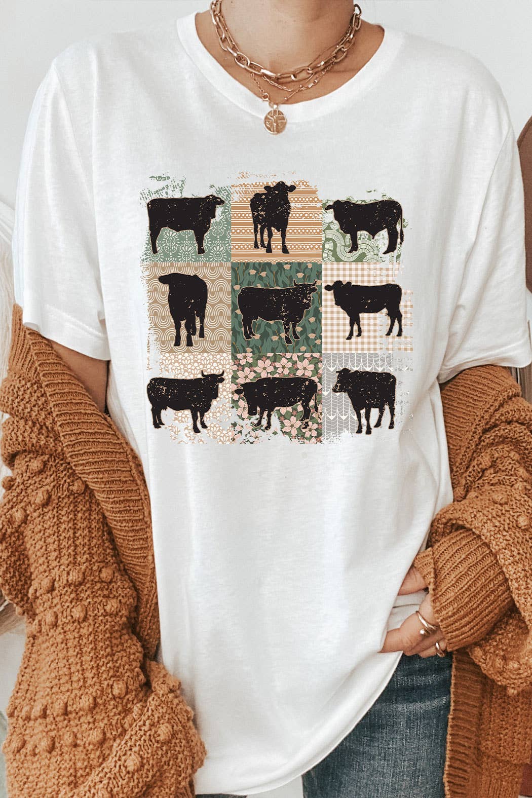 Vintage Quilted Cow Graphic Tee