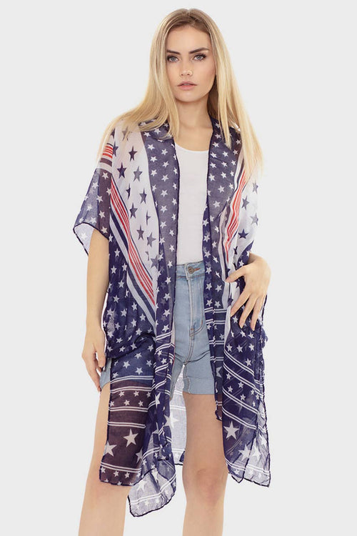 American Flag Multi Stars Summer Kimono