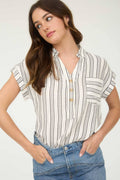 Stripe Half Button Shirt