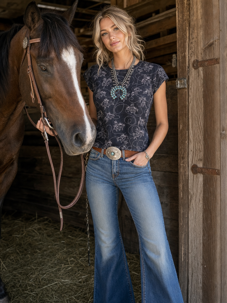 Bronco All Over Print Knit Top