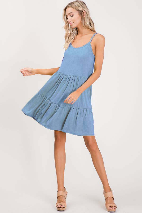 Tiered Adjustable Tied Back Lace Up Dress