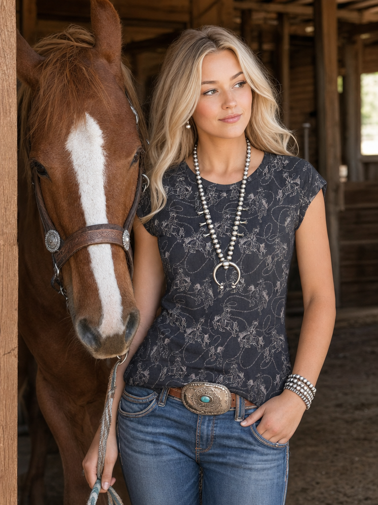 Bronco All Over Print Knit Top
