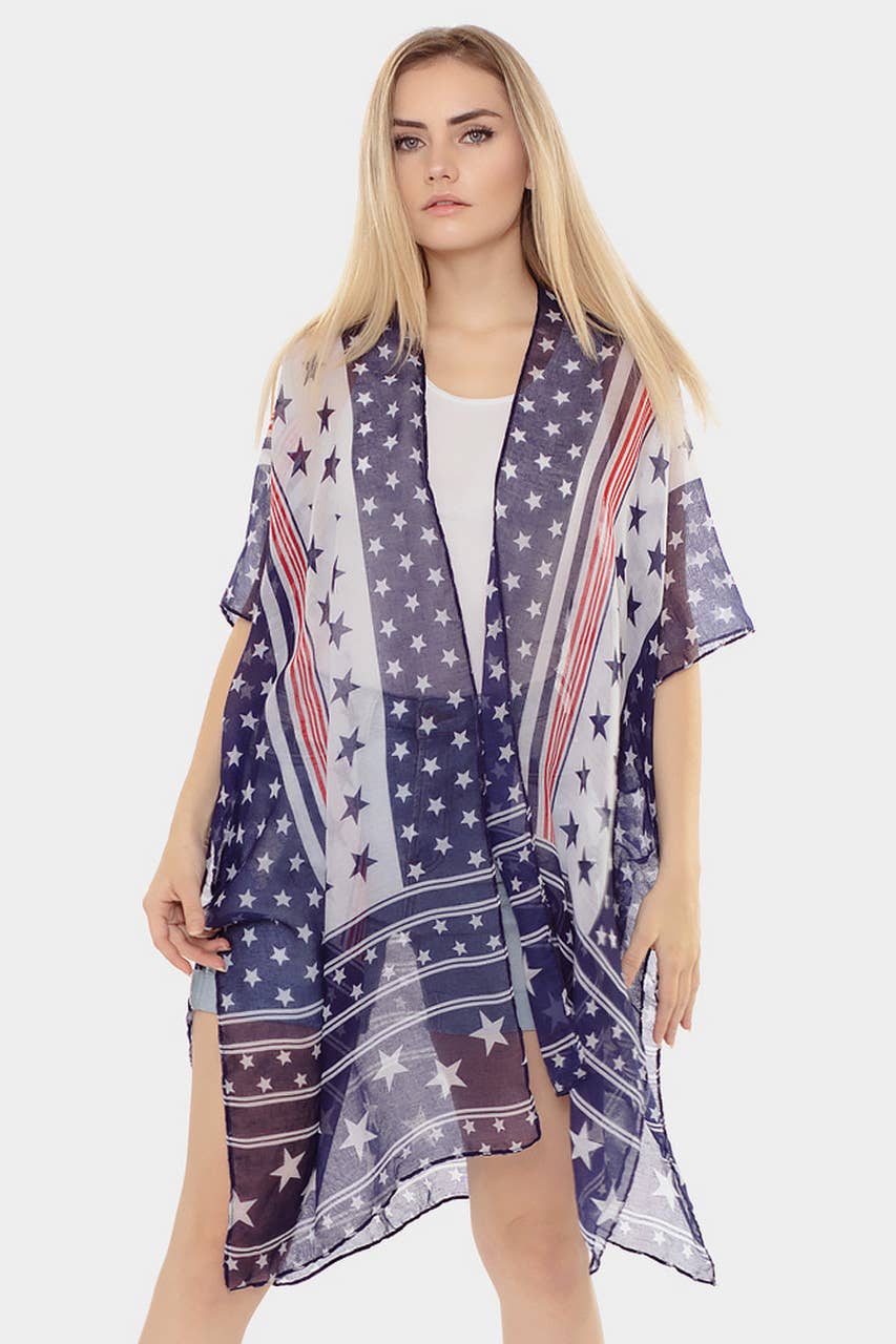 American Flag Multi Stars Summer Kimono