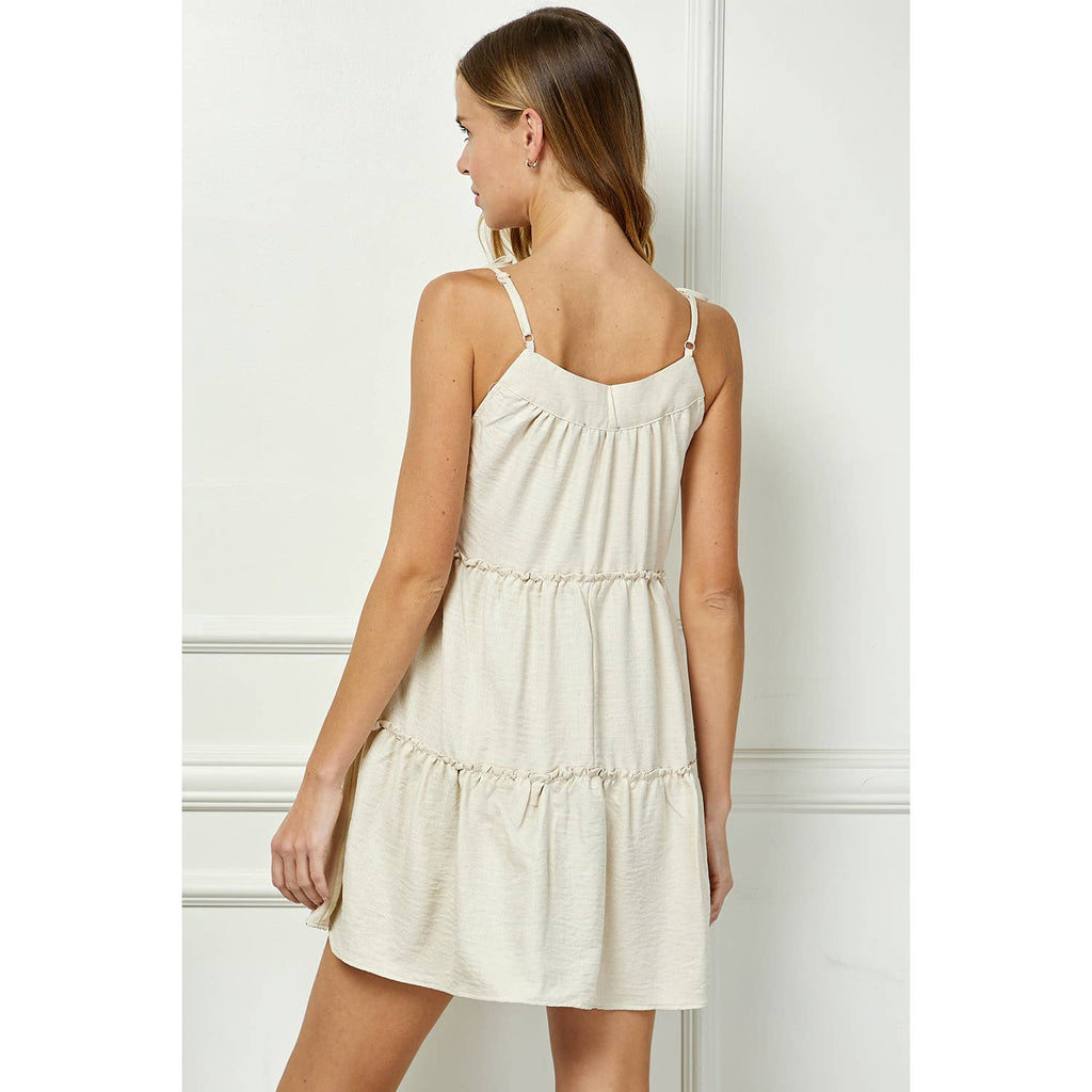 Playful Tiered Mini Dress With Shoulder Ties