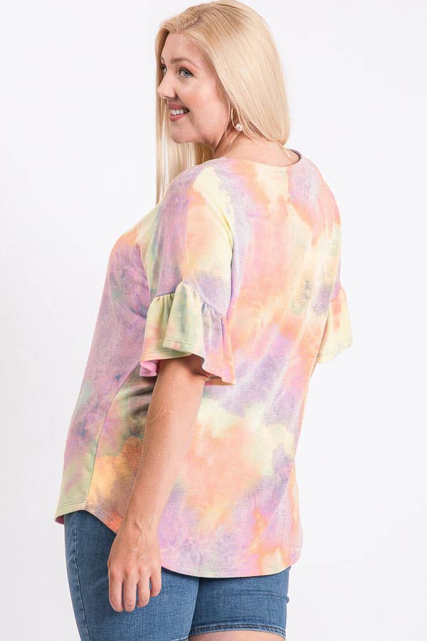 Plus Tie Dye Crisscross Top