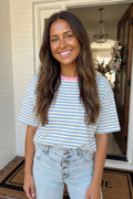 Stripe Contrast Drop Shoulder Top