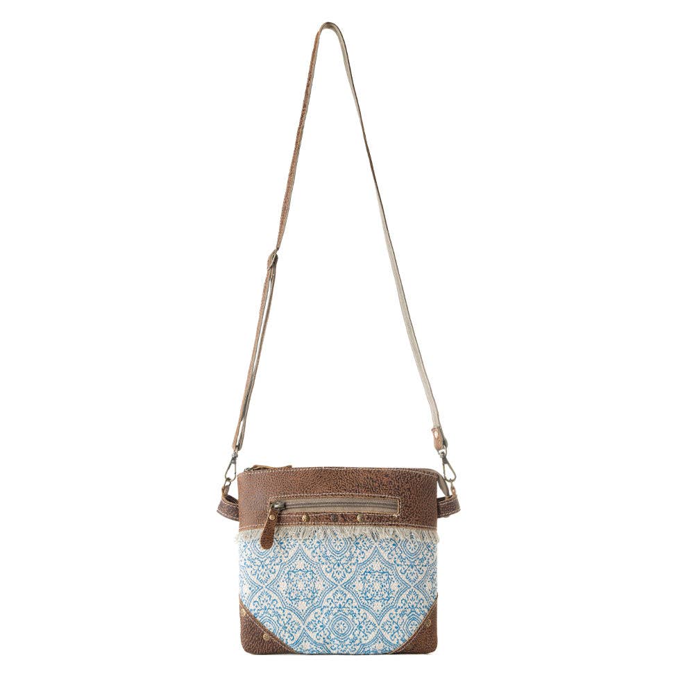 Inkwild Vintage Crossbody Bag for Women in blue with fringe detail