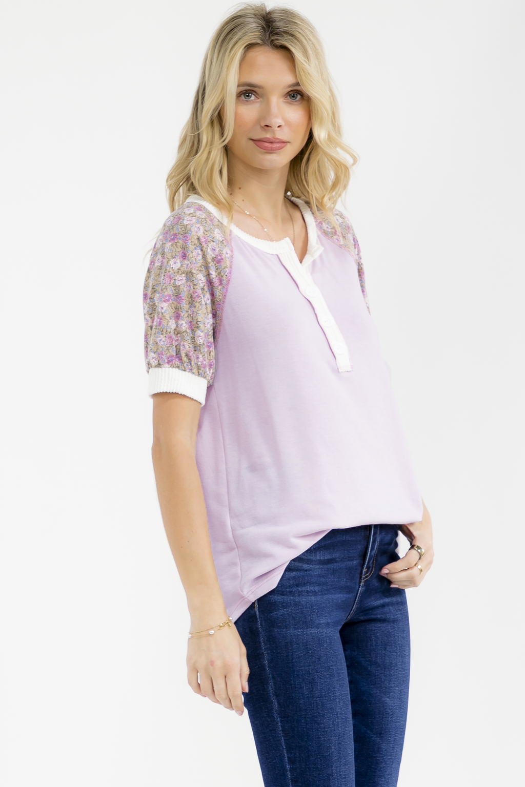 Floral Raglan Henley Top