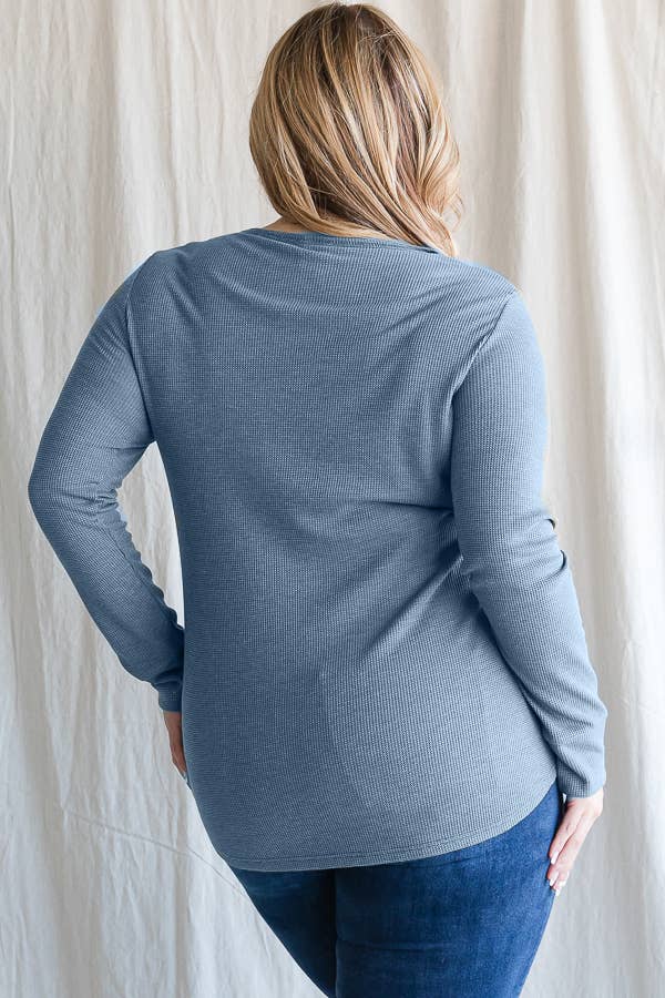 Plus Long Sleeve Snap Button Tunic Top