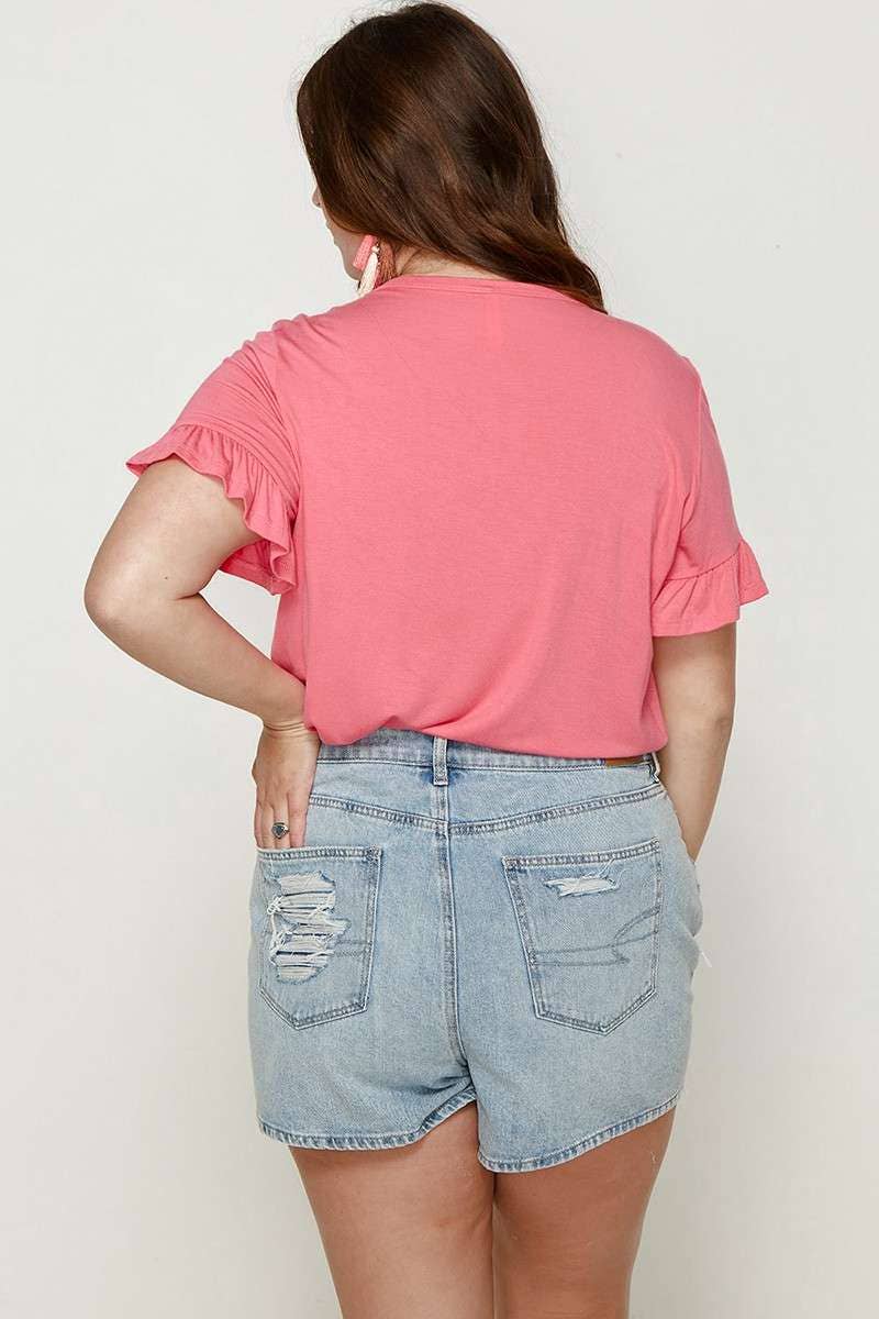 Plus Bamboo Ruffle Sleeve Top