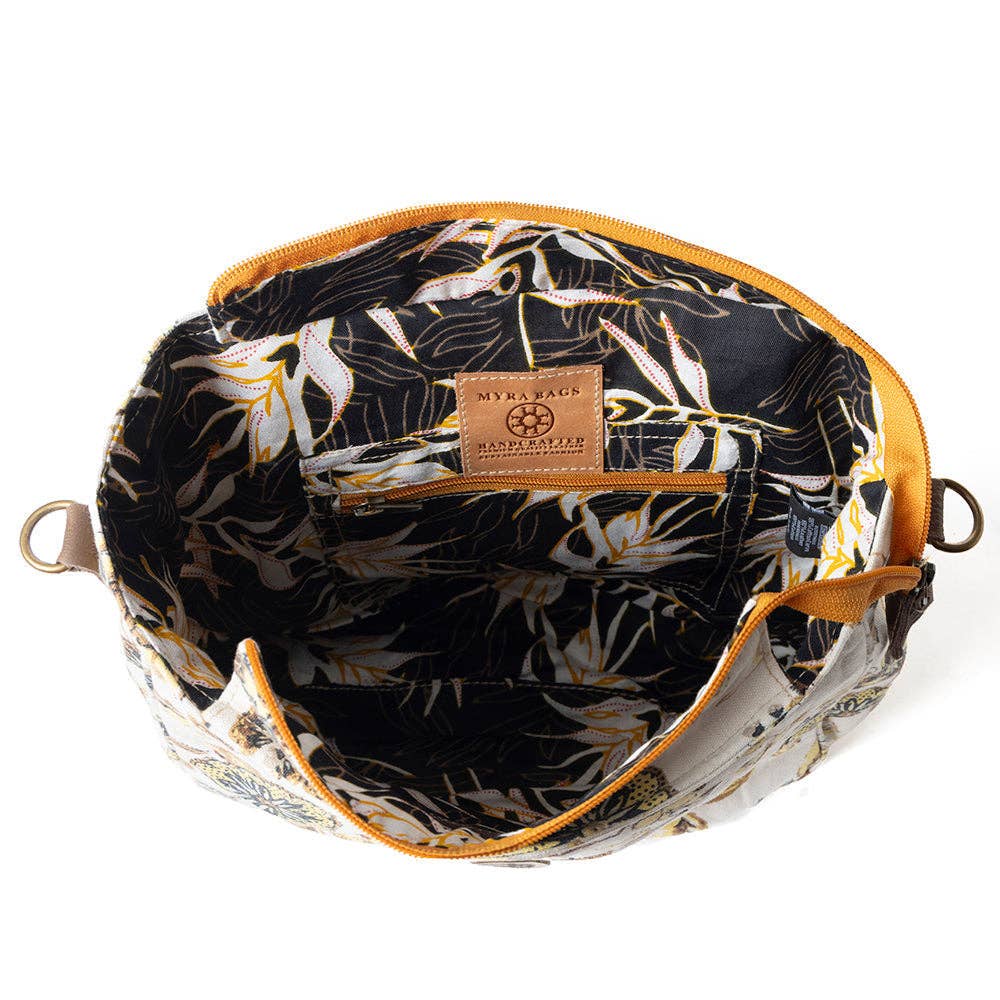 Mesa Morning Glories Messenger Bag In Brown and Off White