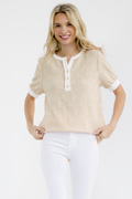 Plus Lace Knit Henley Top