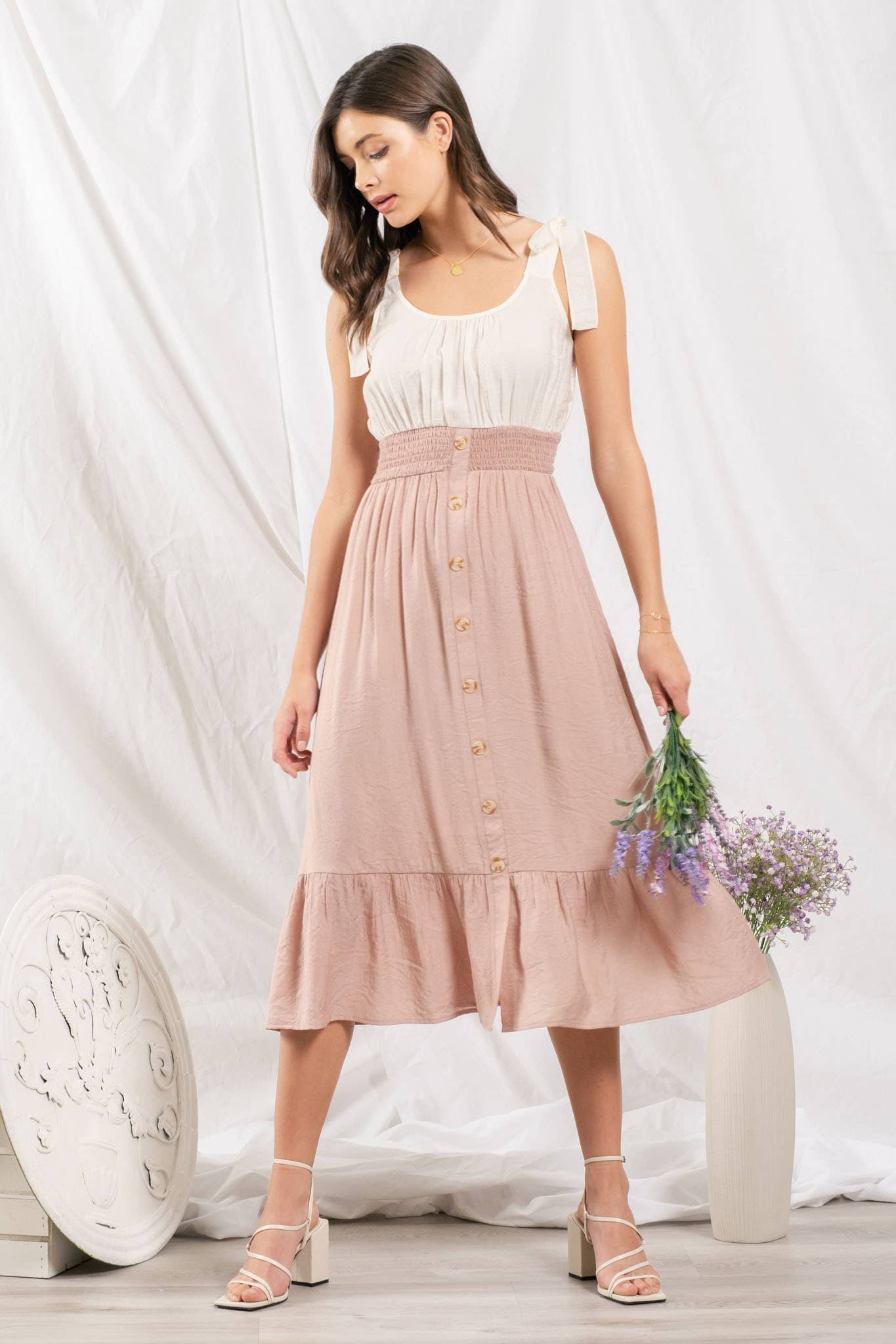 Mixed Button Down Dress
