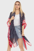 American Flag Stripe Trim Summer Kimono