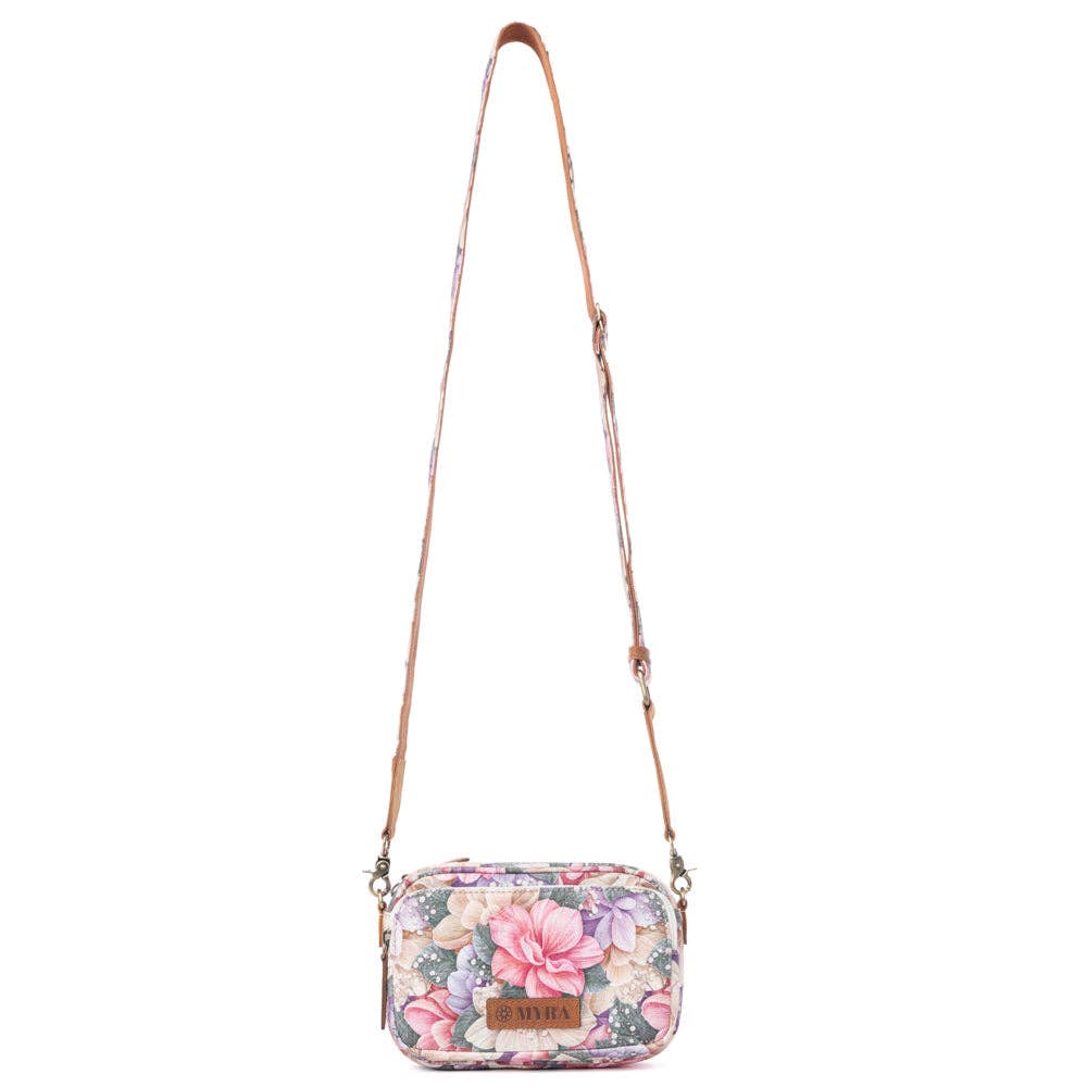 Meadow Song Cotton & Leather Crossbody Bag in Meadow Blush