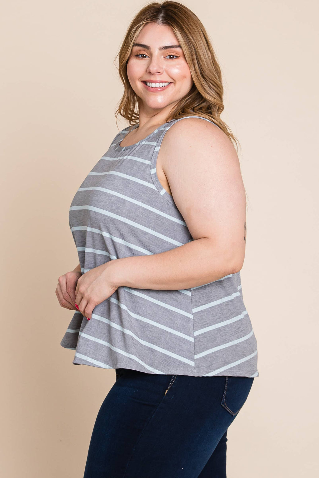 Plus Bulgari Striped Tunic Top