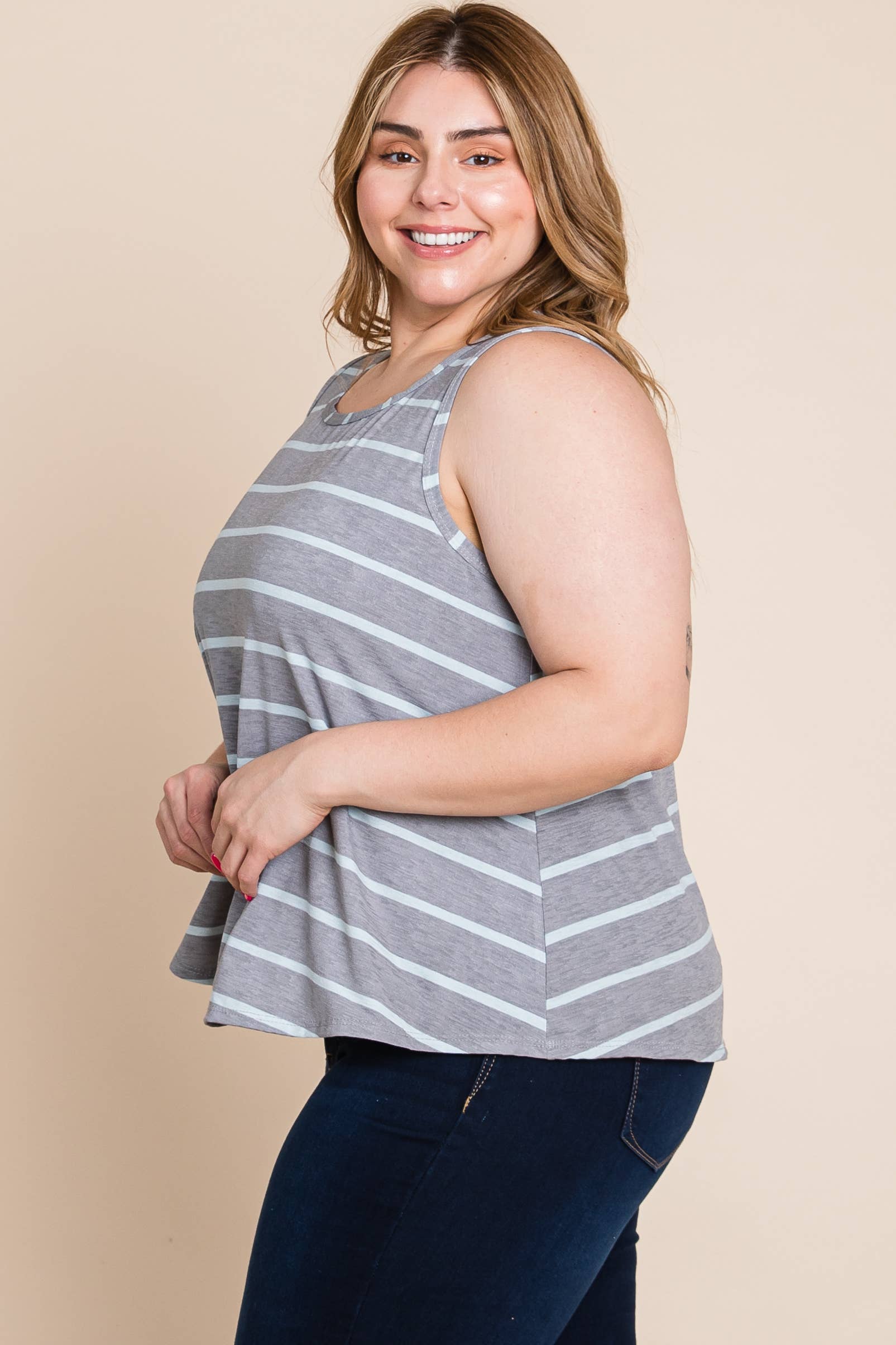 Plus Bulgari Striped Tunic Top
