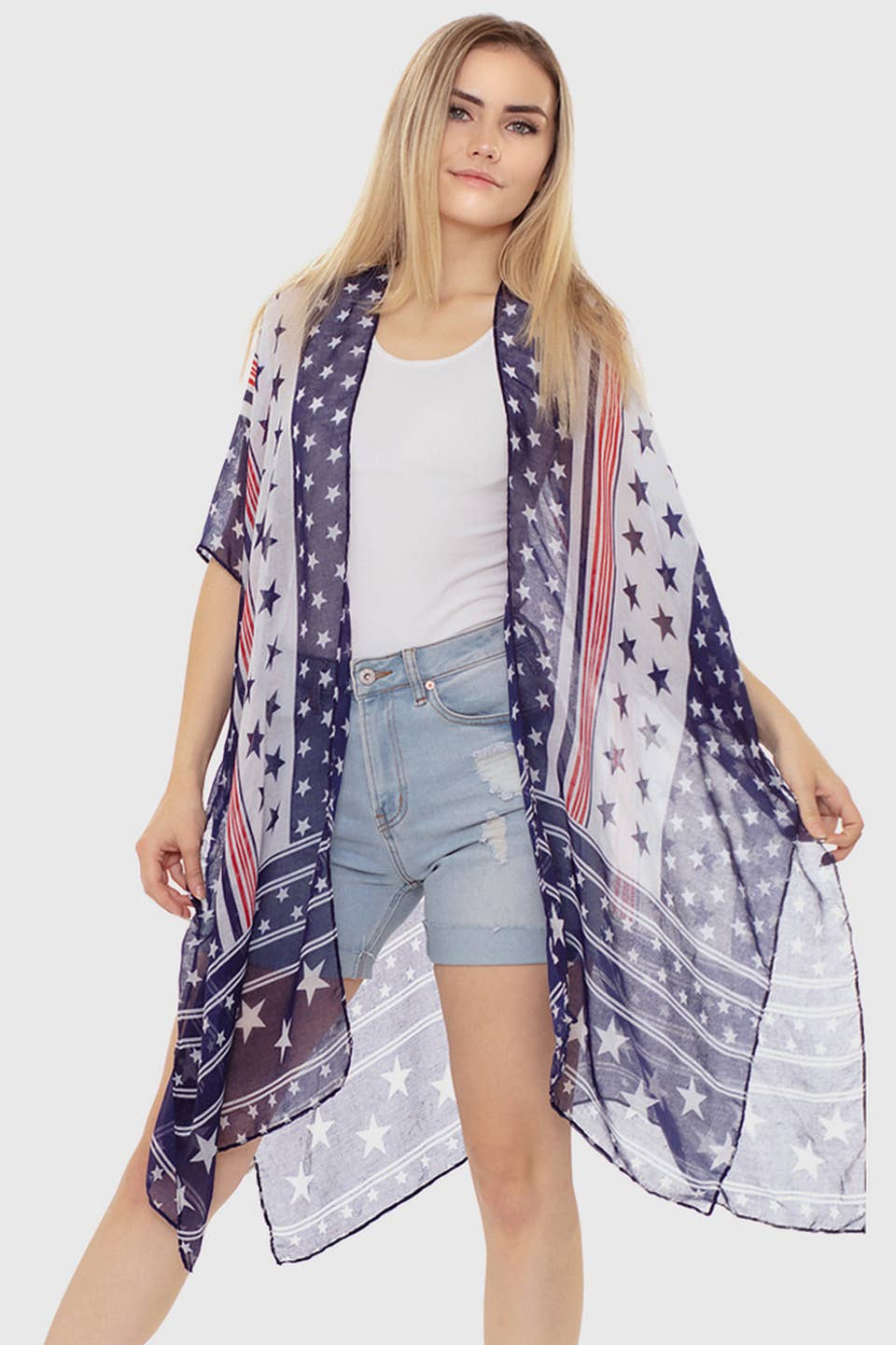 American Flag Multi Stars Summer Kimono