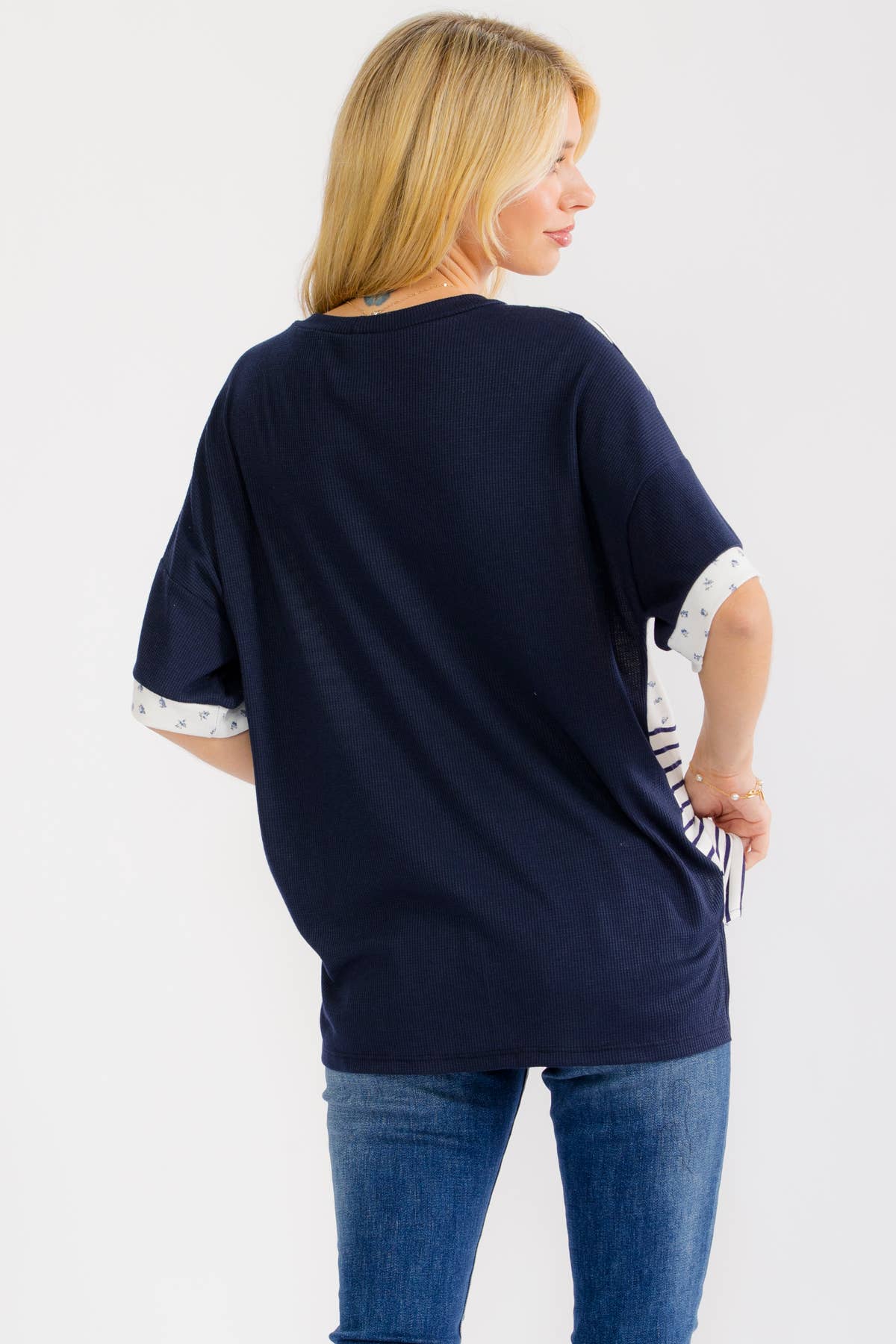 Patchwork Contrast Knit Top