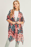 American Flag Pattern Summer Kimono