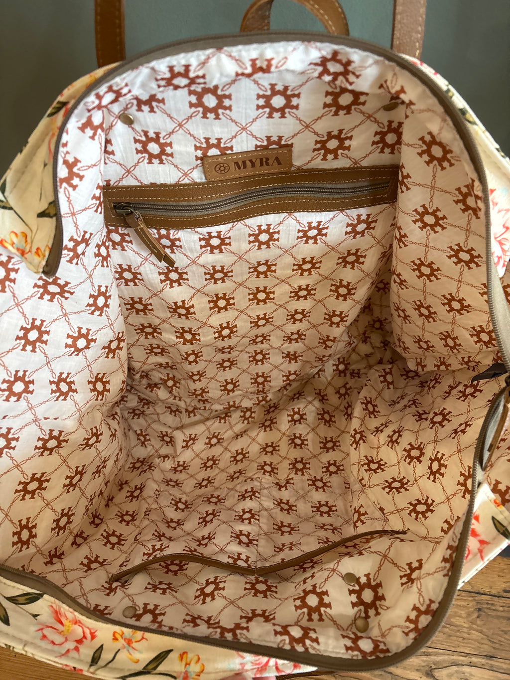 Myra Brookside Cotton & Leather Weekender Bag
