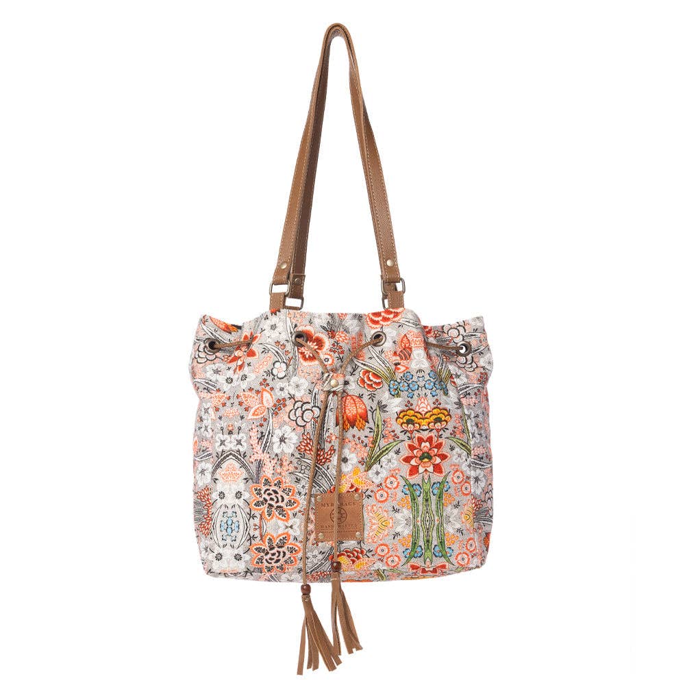 Southern Bloom Cotton & Leather Bucket Bag Variant Combo