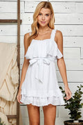 White Ruffled Bow Dress