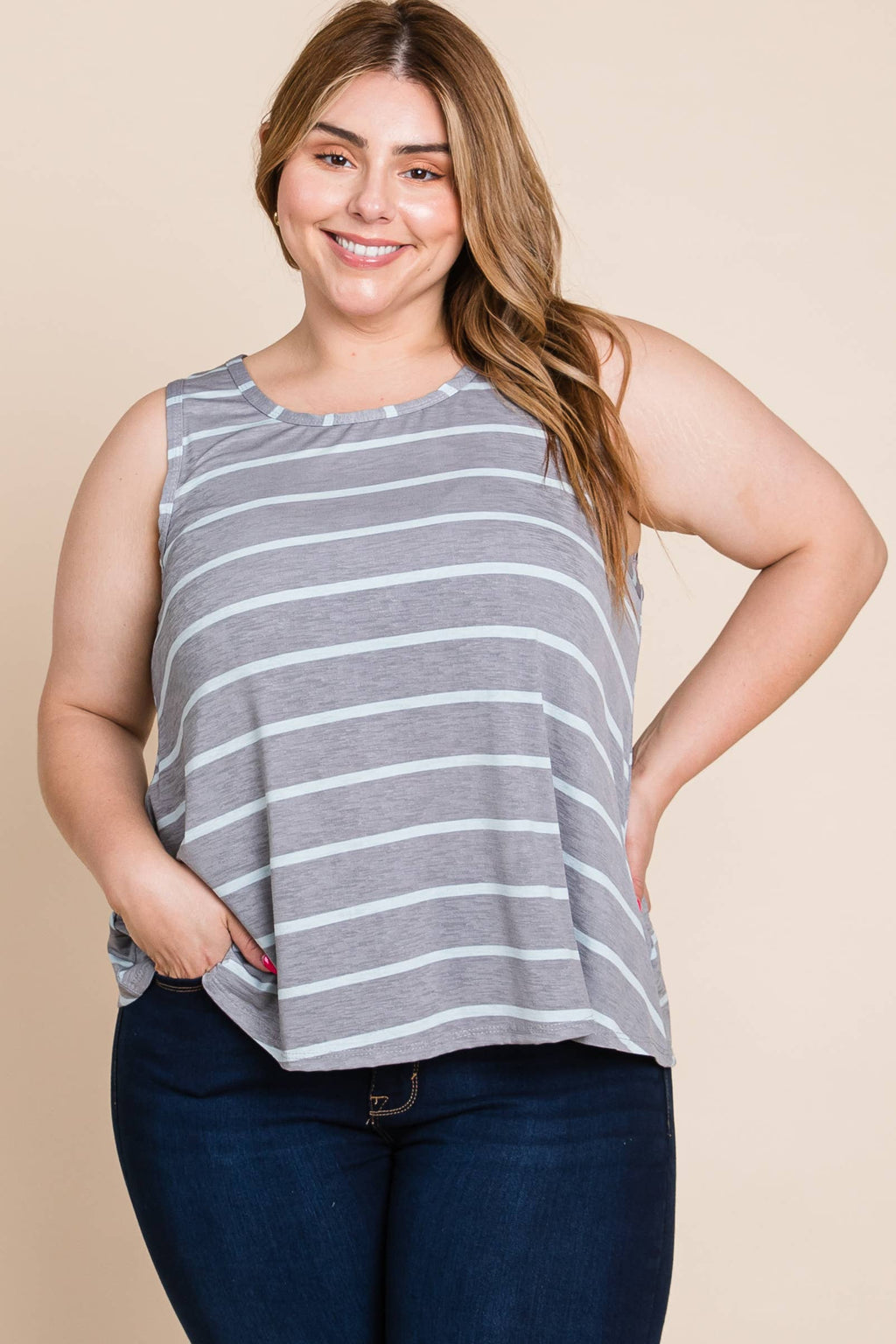 Plus Bulgari Striped Tunic Top