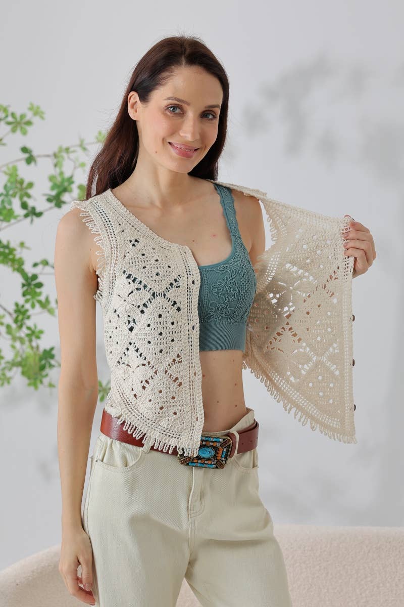 Crochet Button Vest