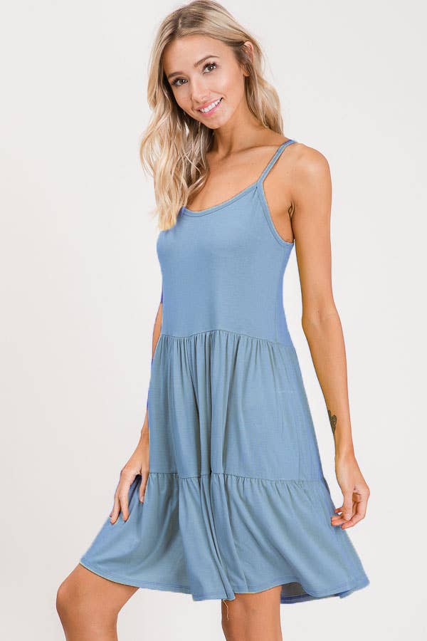 Tiered Adjustable Tied Back Lace Up Dress