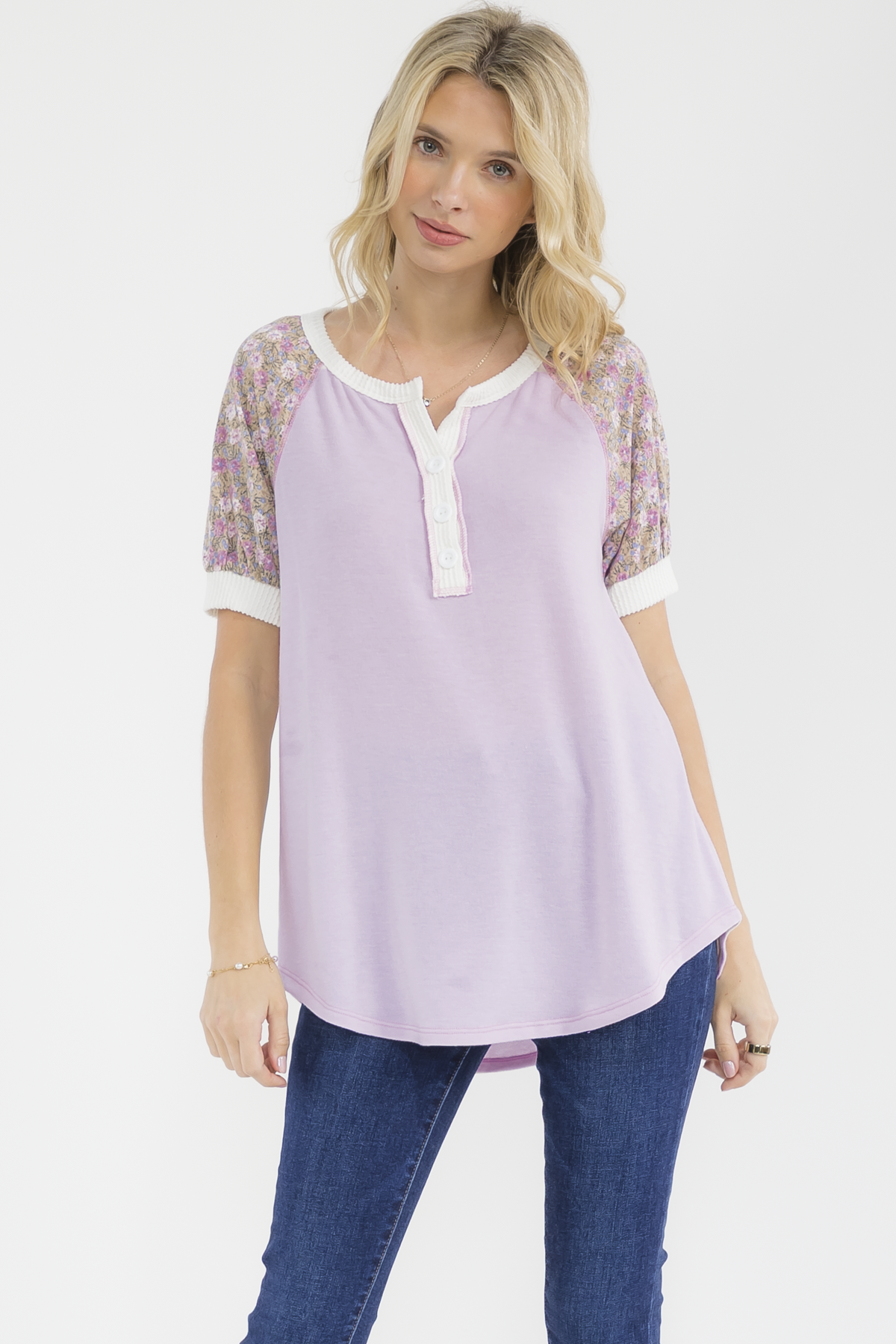 Floral Raglan Henley Top