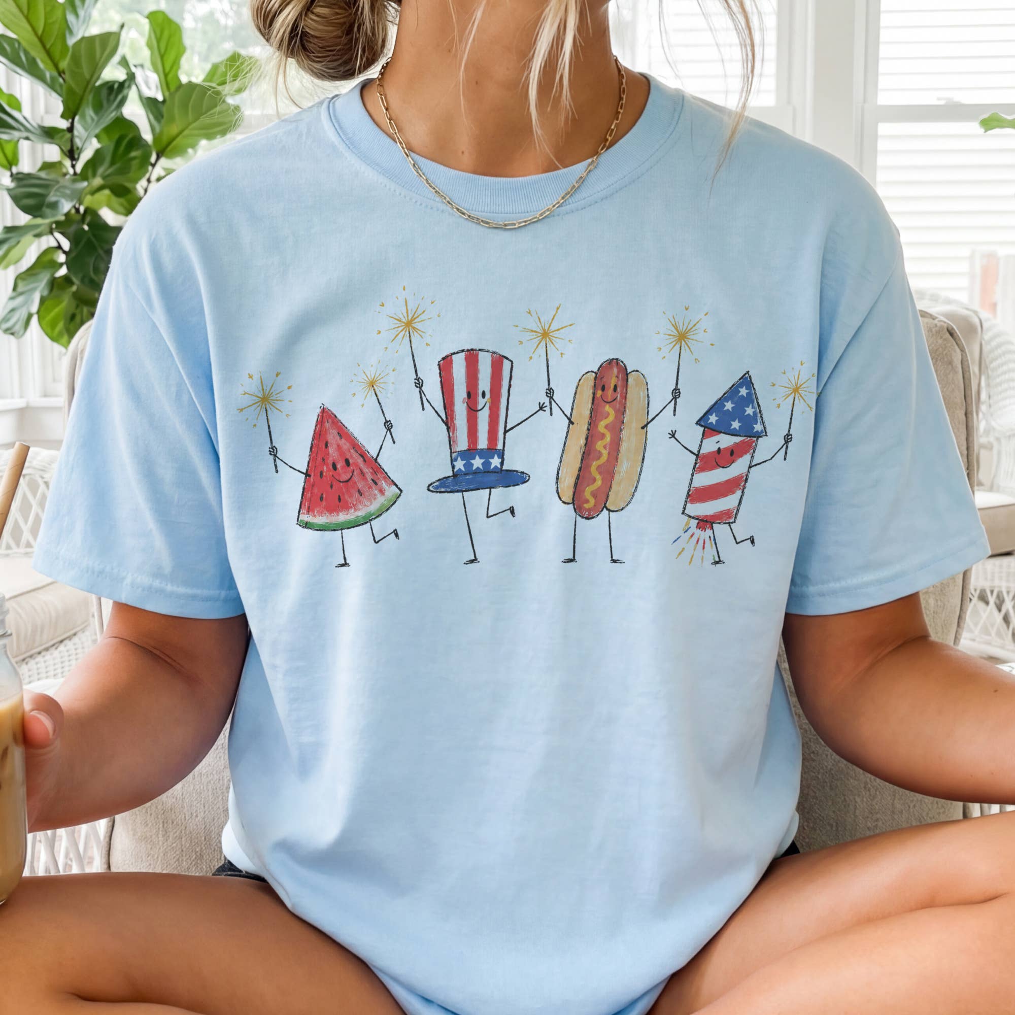 Fireworks Hot Dogs Retro Graphic Tee