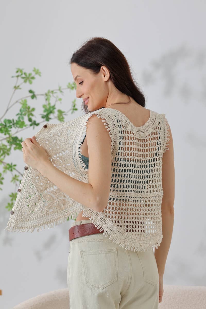 Crochet Button Vest