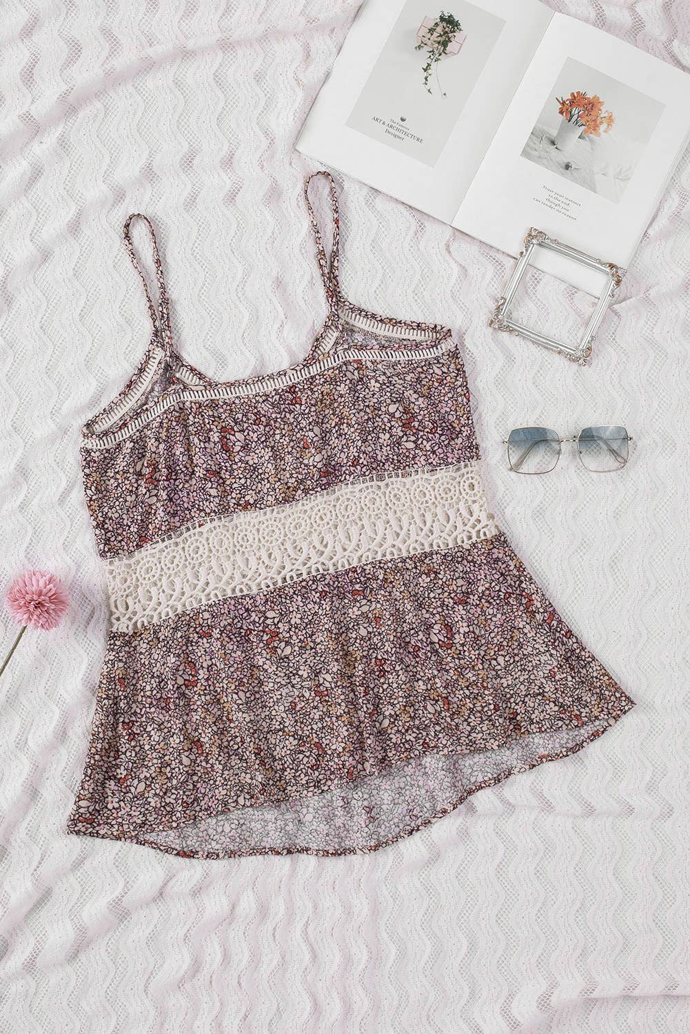 Floral Lace Crochet Tank Top