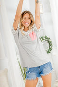 Solid-Stripe Top with Front Pocket