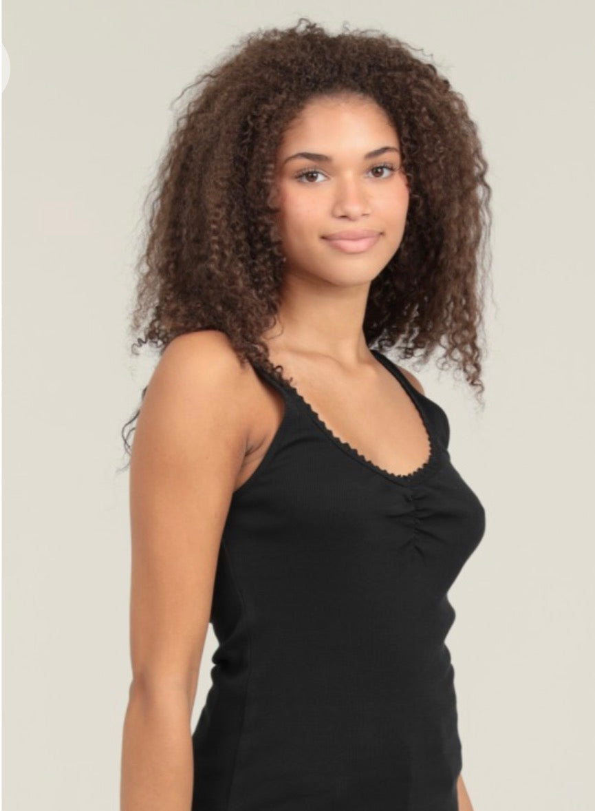 Lace Trim Cinch Bust Tank Top