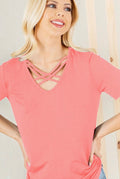 Plus Crisscross V Neck Top
