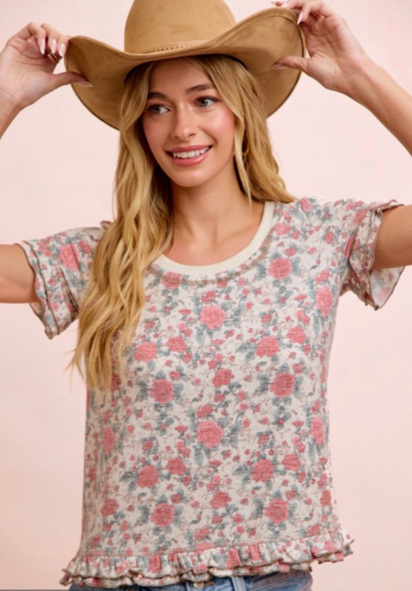 Rose Slub Knit Top
