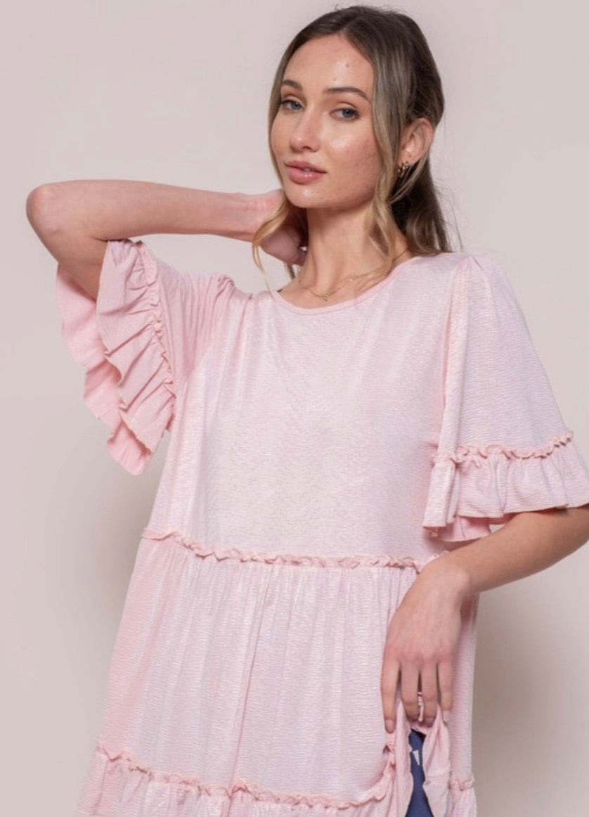 Ruffled Waist Peplum Top