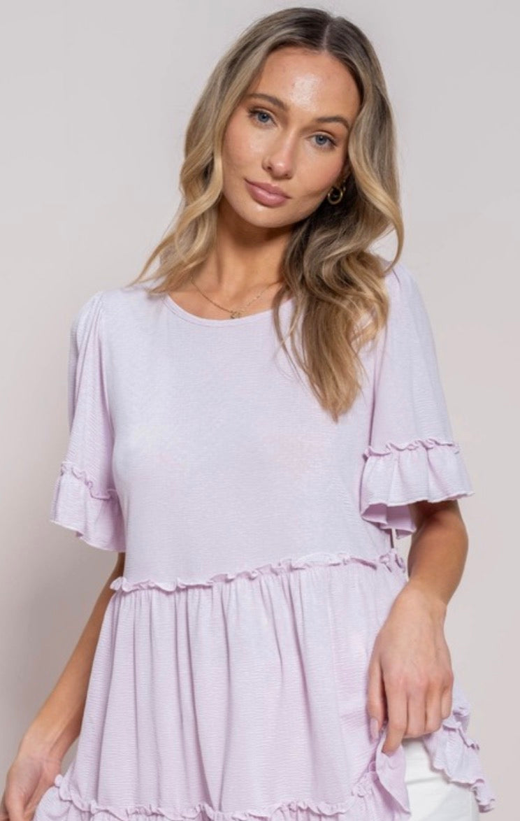 Ruffled Waist Peplum Top