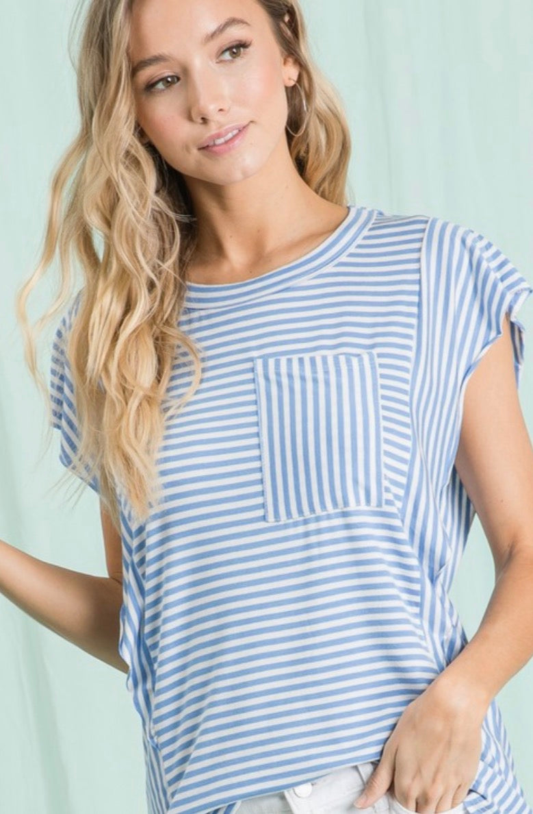Striped One Pocket Top