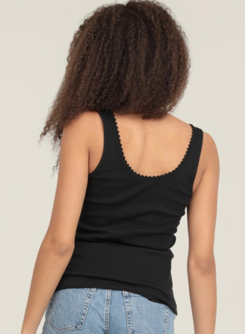 Lace Trim Cinch Bust Tank Top
