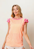 Slub Terry Color Block Sleeve Top