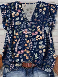 Navy Floral V-Neck