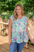 Plus Floral Peplum Blouse