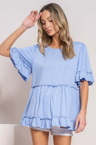 Ruffled Waist Peplum Top