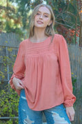 Yoke Bubble Sleeved Top