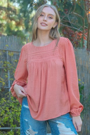 Yoke Bubble Sleeved Top