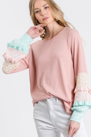 Wrist Lace Ruffled Top