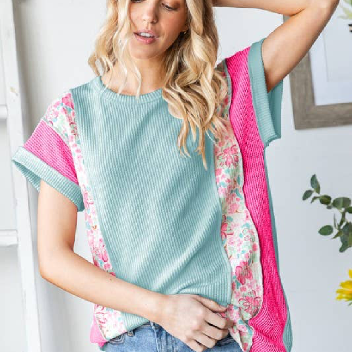 Floral Mint/Pink Top